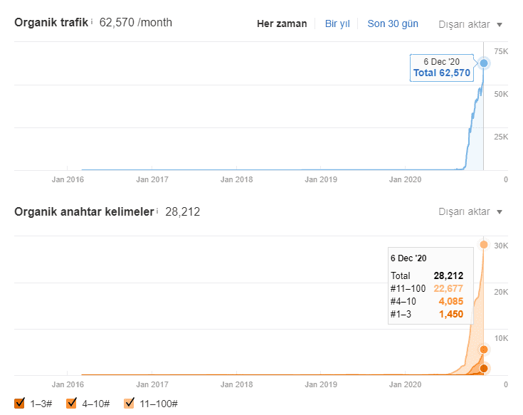 SEO Case Study's Situation According to Ahrefs